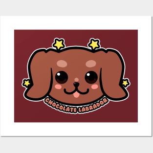 KAWAII Chocolate Labrador Dog Face Posters and Art